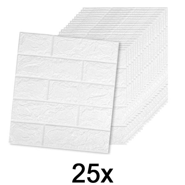 5x (5 stk.) Selvklæbende murstenstapet med 3D-mønster | BRICKSBY