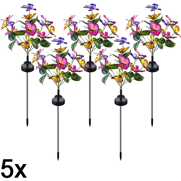 5x Solcelledrevne udendørs sommerfuglelamper | FLUTIX