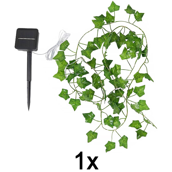 1x Solcelle-lyskæder med kunstige efeublade (5 m) | LEAFGLO