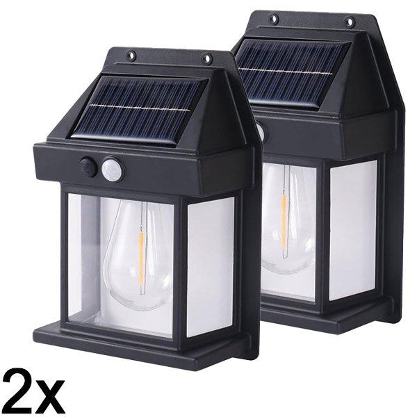 2x Udendørs solcelledrevet sensorlampe | FLUXLAMP