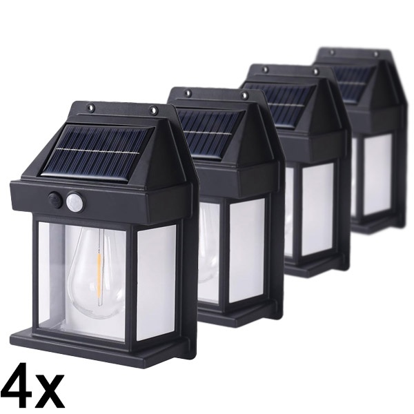 4x Solcelle udendørslampe – ingen ledningsføring nødvendig | FLUXLAMP