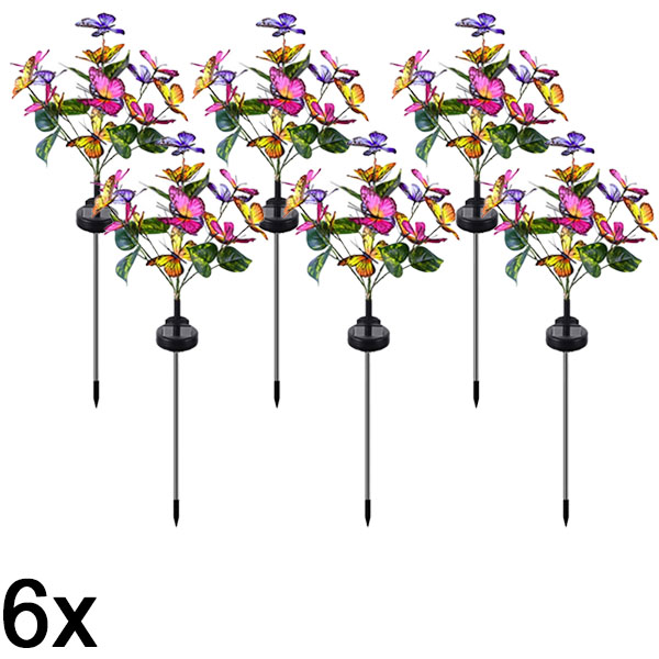 6x Solcelledrevne udendørs sommerfuglelamper | FLUTIX