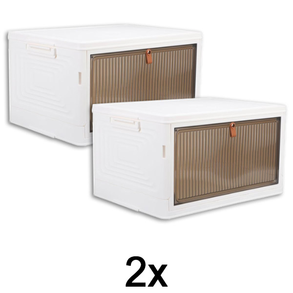 2x Opbevaringskasse med låg – klar på 2 minutter, intet værktøj nødvendigt | ORGABOX