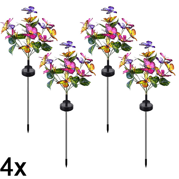 4x Solcelledrevne udendørs sommerfuglelamper | FLUTIX